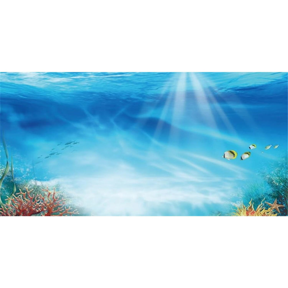 AWERT undersea background with colorful coral and tropical fish enhances tank depth.