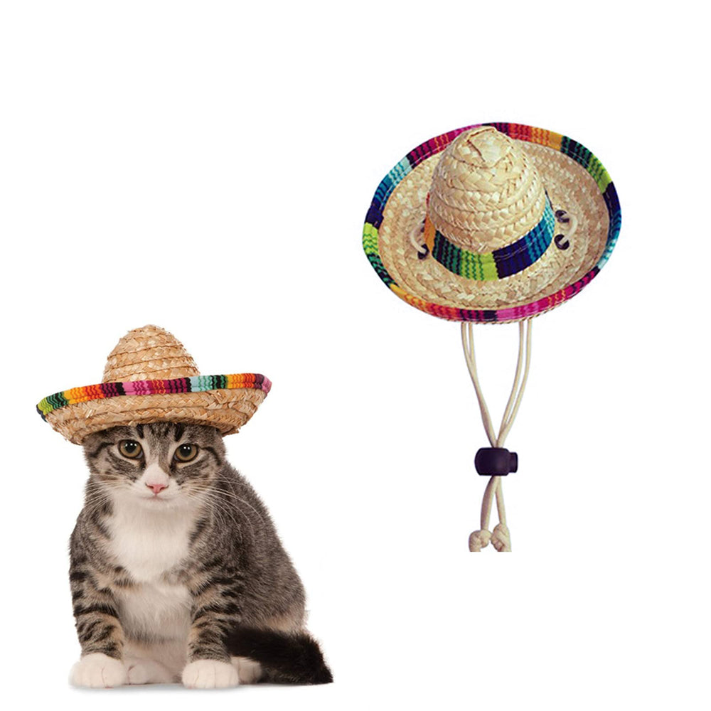 AWOCAN pet straw hat closeup showcases woven texture for festive style.