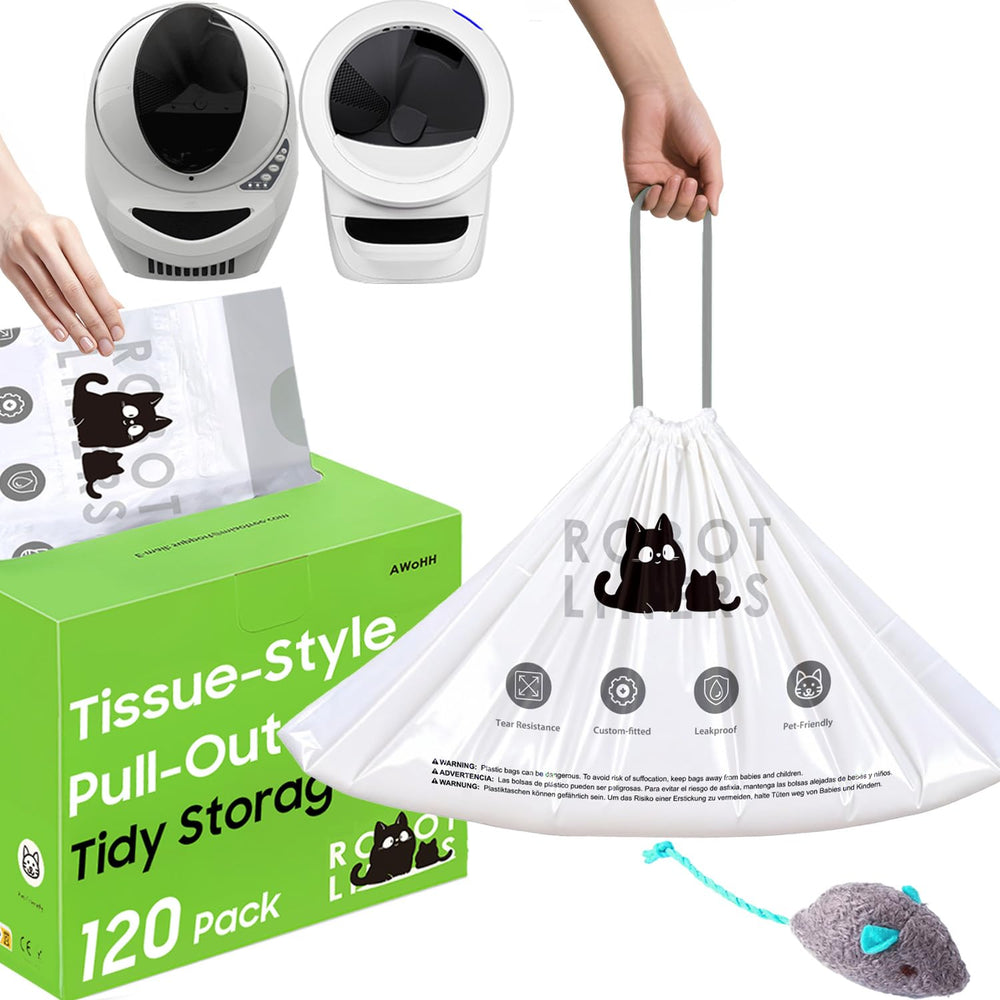 AWoHH 120-pack litter bags with drawstring for easy, mess-free disposal