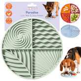 Awoo Paradise lick mat sage side view showing suction cups for secure attachment