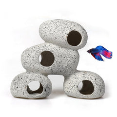 AWXZOM aquarium rock decor resin provides natural hiding space for small fish