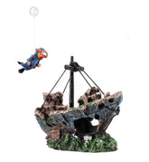 AWXZOM shipwreck aquarium decoration adds realistic underwater scenery to small tanks.