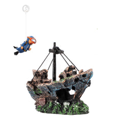 AWXZOM shipwreck aquarium decoration adds realistic underwater scenery to small tanks.