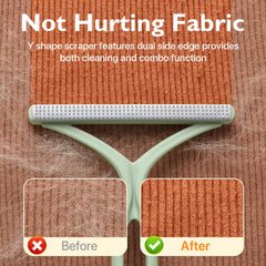 AXEGY Y-shaped tool tackles soft fabrics without snagging upholstery or sheets.