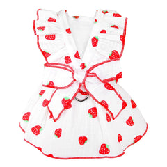 AXIIJGL small-dog dress strawberry-front for cute summer walks.