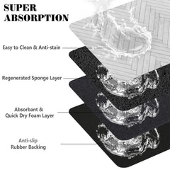 Ayiashiab cat food mat quick-dry surface helps paws stay dry.