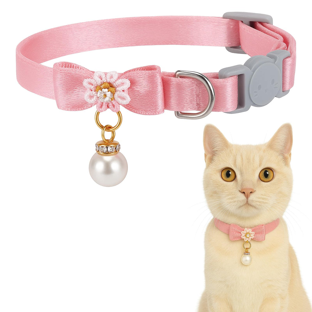 Aysatogc cat collar breakaway pink bow for safe daily wear.