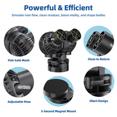 Aysoner wave maker pump magnetic installation shows easy fixed position for stable flow.