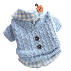 AZA Dog Princess Sweater XS blue front view keeps small dogs warm on walks.