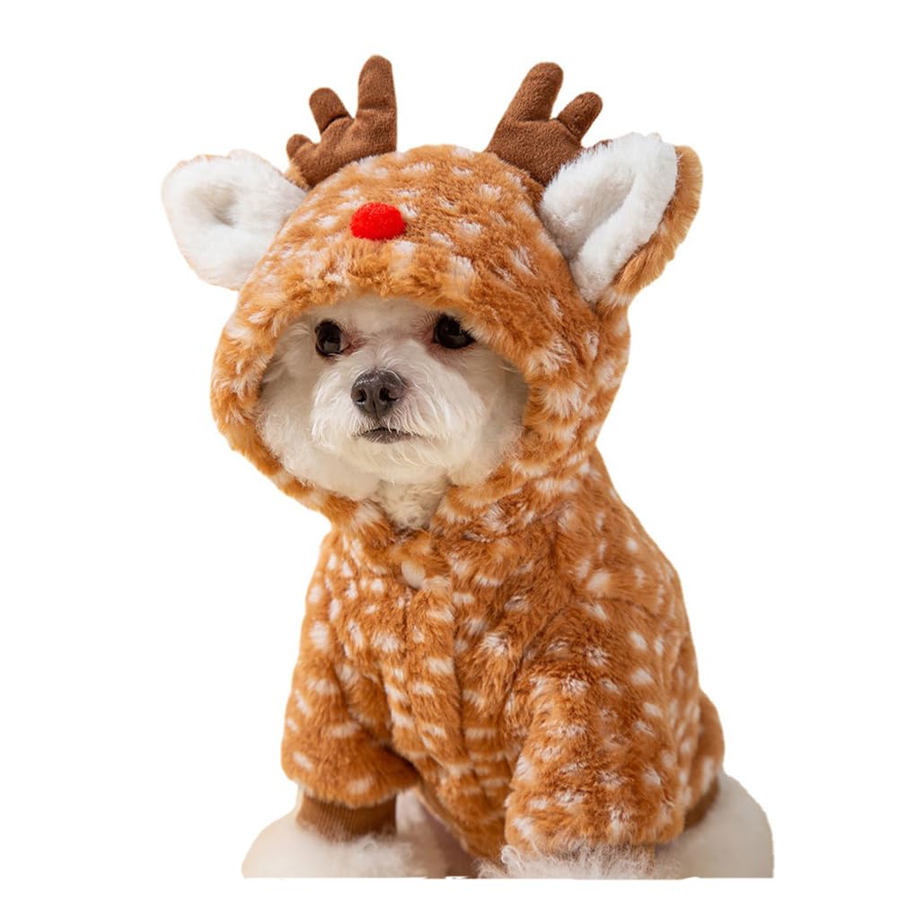 AZA Reindeer dog costume fluffy hood moose adds cozy festive styling for photos