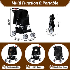 Azaeahom pet stroller folded design for easy storage after walks.