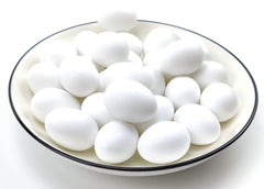 Azatemgo 10-pack white plastic pigeon eggs for coop decor and nesting guidance.