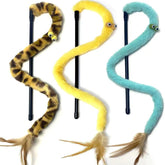 AZOFFYIU cat wand toy rainbow-feathers closeup boosts interactive play.
