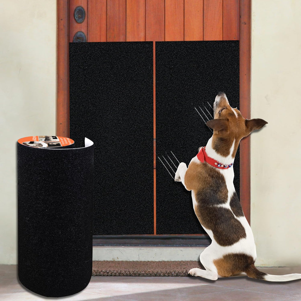 AZOPO dog door scratch protector roll applied to a door for safe scratching