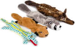 AZSSMUK dog squeaky toy set front view shows four-piece no-stuffing design for mess-free play