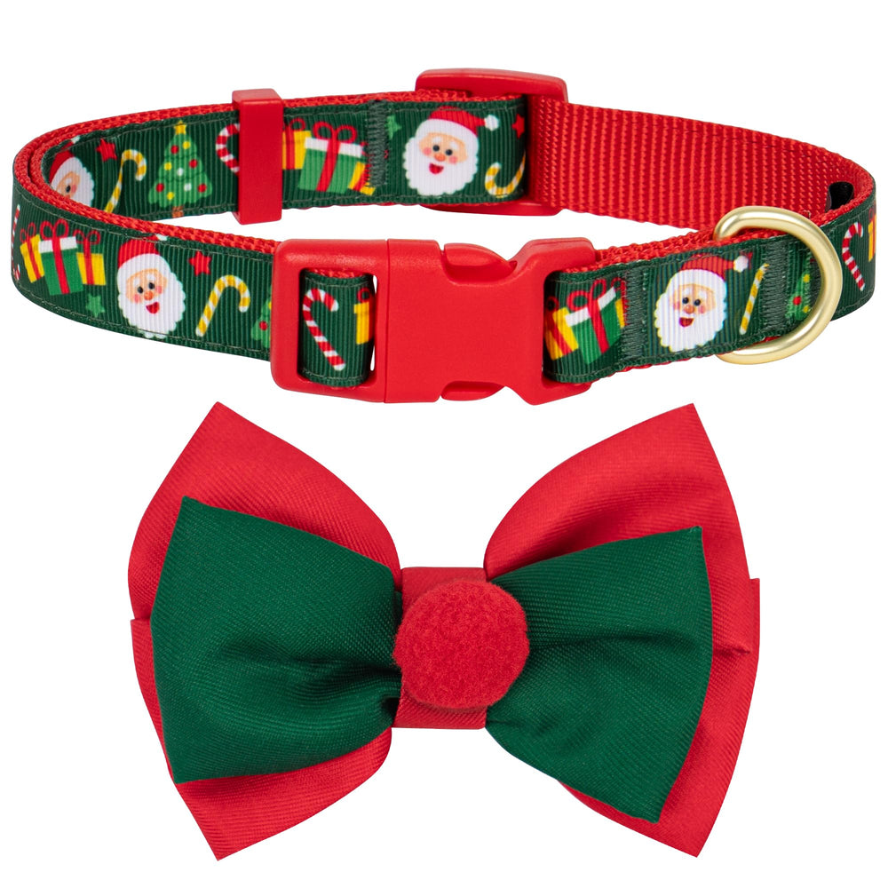 Azuza Christmas dog collar Santa print for festive holiday photos