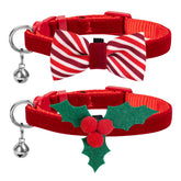 azuza Christmas kitten collar 2-pack front view for festive holiday photos