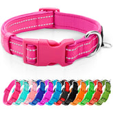 azuza reflective dog collar hot pink with neoprene padding boosts nighttime visibility