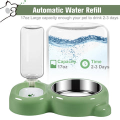 Azwraith 2-in-1 cat and dog bowl set with stainless steel insert for easy cleaning.