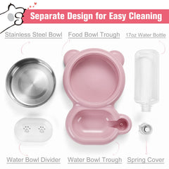 Azwraith stainless-steel-bowl pink detachable for easy cleaning.