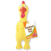 Baba Buddies latex squeaky chicken toy front view for durable indoor-outdoor play.
