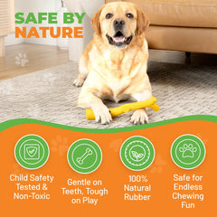 Baba Buddies yellow curved-branch dog toy designed for easy grip and versatile play.