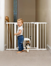 BABELIO baby gate fully extended to 30 inches spans doorway with smooth finish