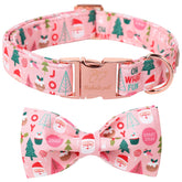 Babole Pet Christmas collar with bow tie in pink for festive photoshoots