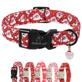 Babole Pet Christmas dog collar closeup shows Santa pattern for holiday photos