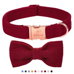 Babole Pet wine-red collar closeup highlighting soft corduroy and sturdy buckle for everyday wear.