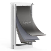 Baboni 3-Flaps pet door frame close-up shows sturdy steel construction for long-lasting use.