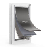Baboni 3-Flaps pet door steel frame demonstrates durable, weather-resistant access for pets.