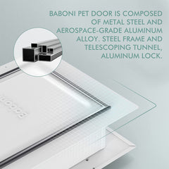 Baboni pet door aluminum lock adds secure access for pets.