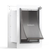 Baboni pet door wall front view highlights sturdy steel frame for easy access