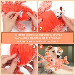BABORUI wiggly lobster dog toy in action keeps dogs active.