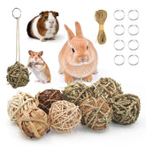 Bac-kitchen 17-pcs bunny chew grass balls close-up texture for safe natural chewing enrichment