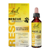 Bach Rescue Remedy Pet Dropper bottle shows calming flower essence for pets