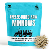 Back 40 Dogs minnow packaging showing premium single-ingredient treats for training