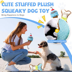 BAEJMJK blue plush squeaky bone toy offering soft comfort and engagement.