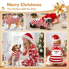 BAEJMJK Dog Christmas Sweater side striped highlights bold red-and-white pattern for festive style.