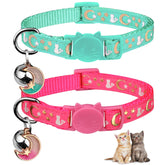 Baeuppit breakaway cat collar pink moon pendant glows softly after sun exposure for night visibility