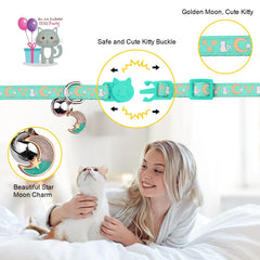 Baeuppit moon star pendant collar close-up highlights fashion-forward style for kittens