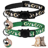 Baeuppit two-piece breakaway cat collars in deep green and black for daily safety