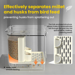 BAGHPBM No Mess feeder lift-off lid enables quick refills.
