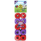 Bags on Board triple berry poop bags closeup show thick material and scent for odor control.