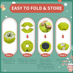 Bailiyake cat tunnel S-shape configuration lime green fits tight spaces for quick play.