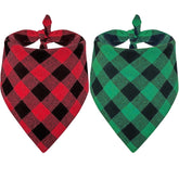 Baipesiy dog bandana red buffalo plaid close-up for holiday photo-ready style.