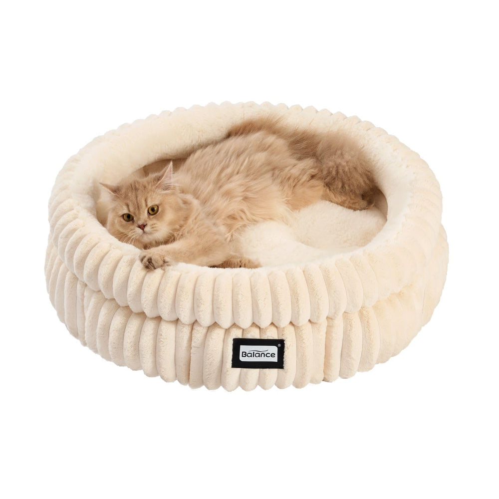 BALANCE cat bed round edge supports neck for cozy naps