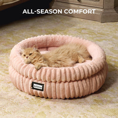 BALANCE cat bed round removable cushion is machine washable for easy care.
