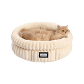 BALANCE cat bed round soft plush fur closeup highlights cozy texture for kitten nap